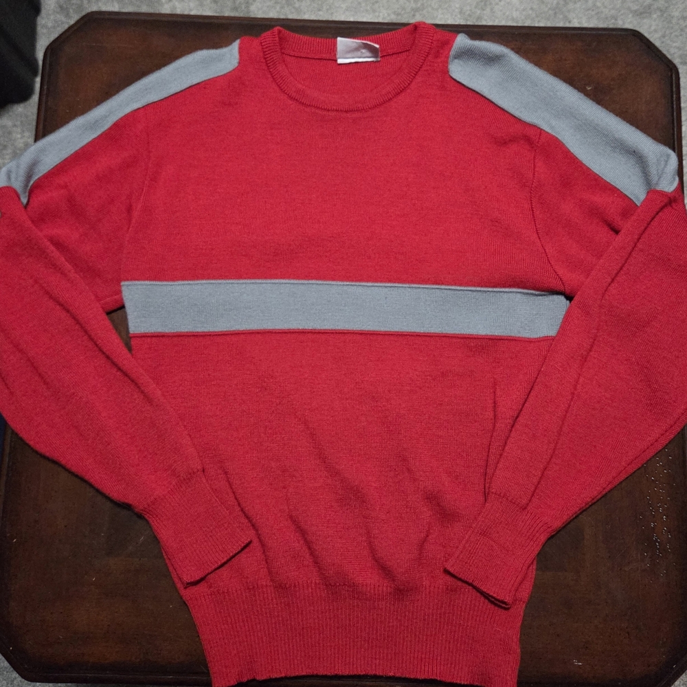 Stylish Red and Gray Crewneck Sweater